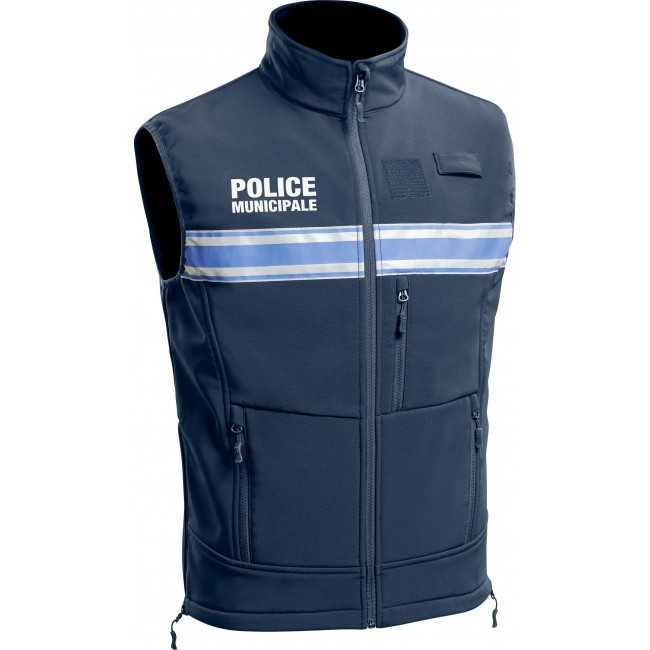 Gilet Softshell sans manches Police Municipale P.M. ONE Bleu Marine Foncé Gilet Softshell sans manches Police Municipale P.M. ONE Bleu Marine Foncé